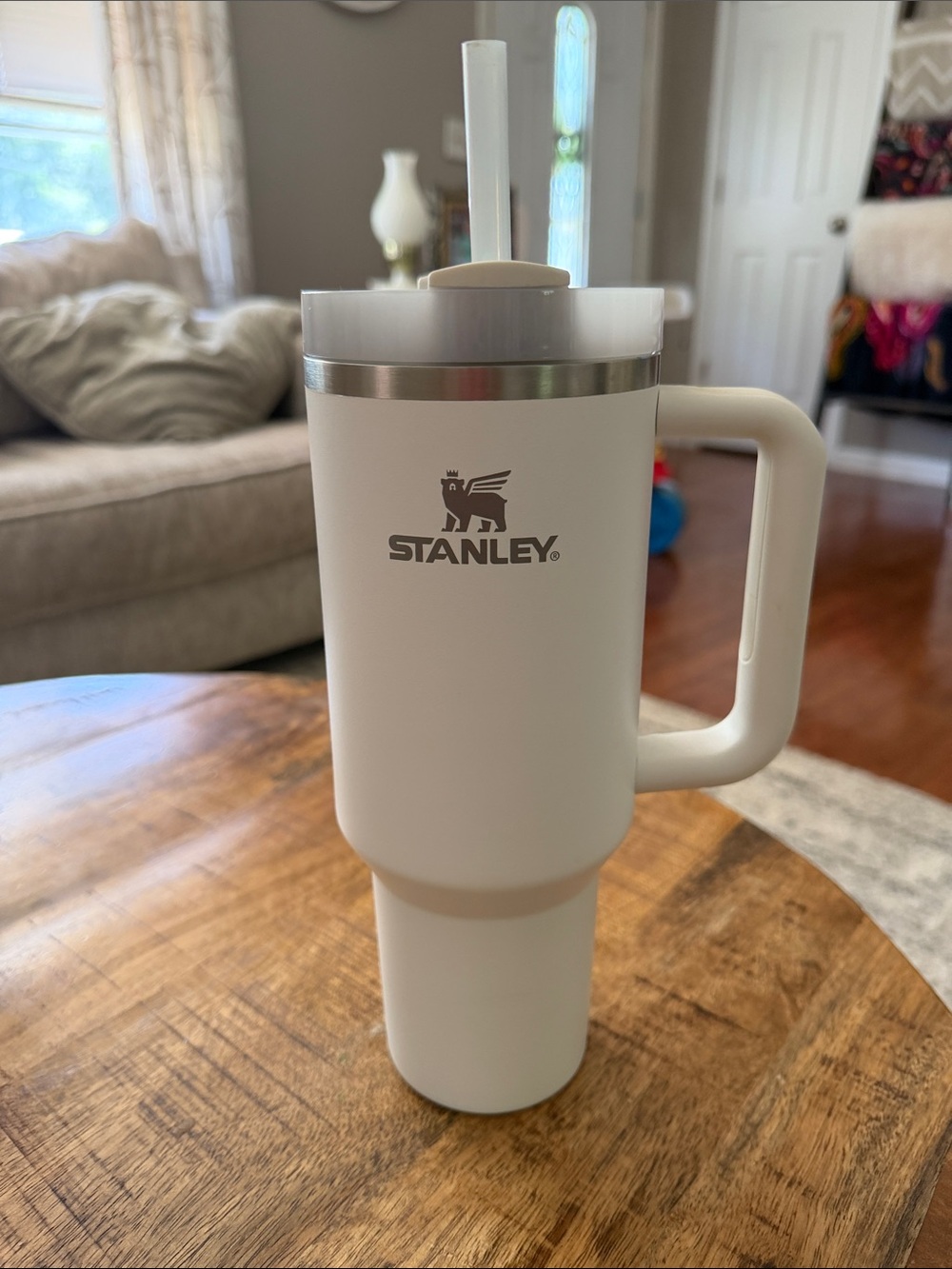 40oz Stanley White Insulated Travel Tumbler with Handle and Straw